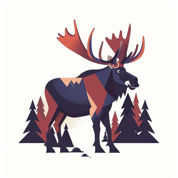 Minimalist Moose Logo Illustration on White Background