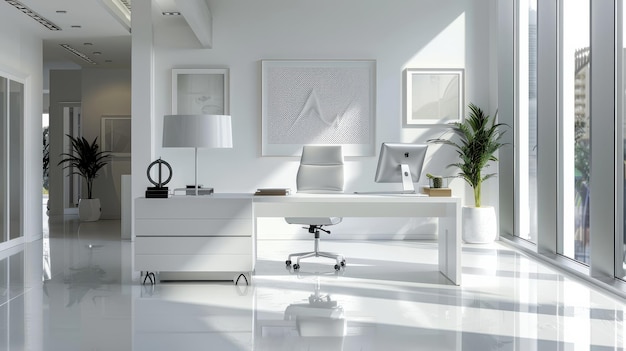 Minimalist Office White Furniture Decoration