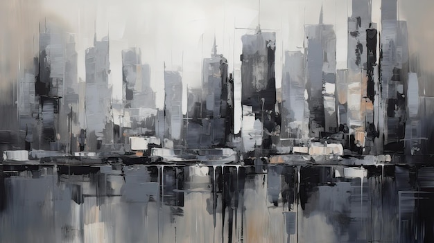 Minimalist painting cityscape ai generated high quality illustration