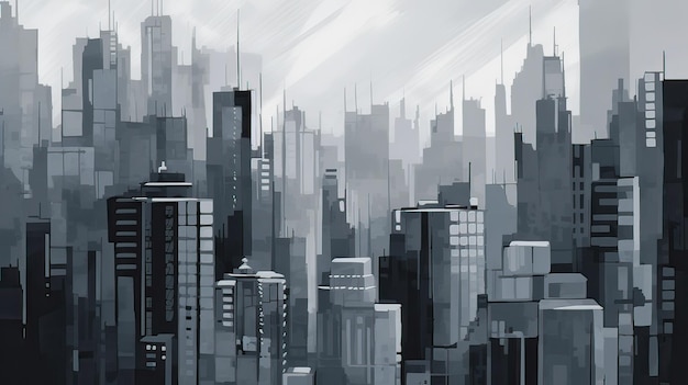 Minimalist painting cityscape ai generated high quality illustration