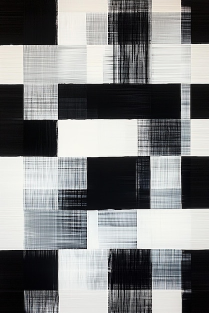 A minimalist painting featuring an intricate pattern of intersecting lines and squares