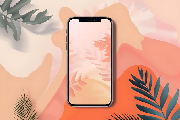 Minimalist Phone Wallpaper With Pink and Orange Leaves