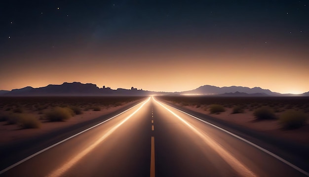 Minimalist photorealistic desert road art wallpaper long exposure