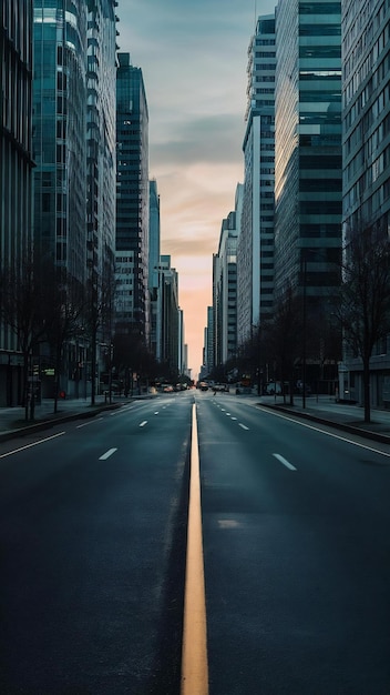 Minimalist photorealistic urban road