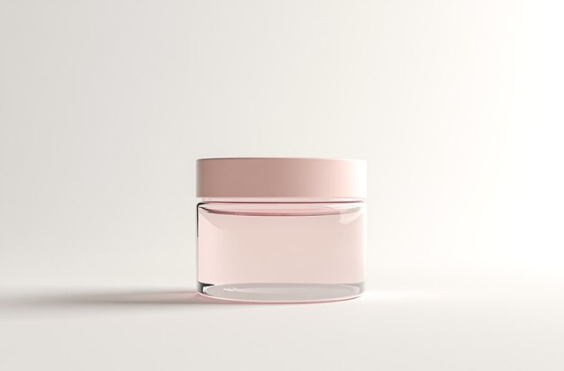 Photo minimalist pink cosmetic jar on a clean white background perfect for skincare and beauty products