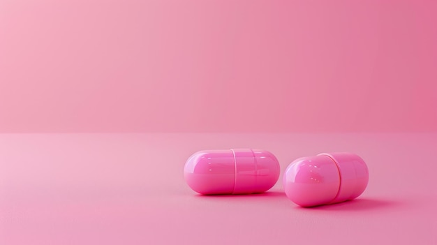 Minimalist pink pills on pastel background