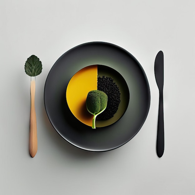 Photo minimalist plate of vegan food