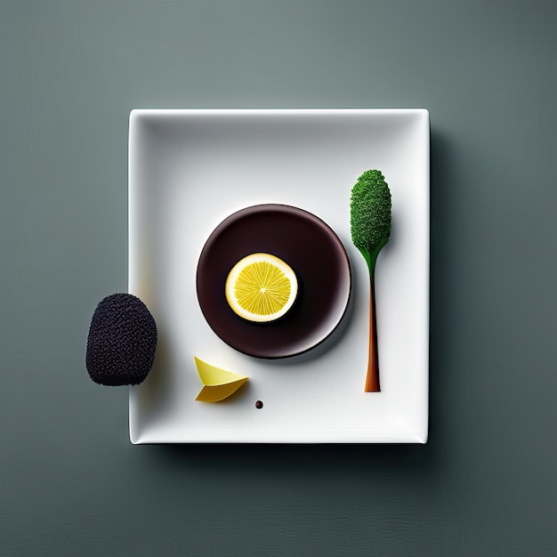 Photo minimalist plate of vegan food