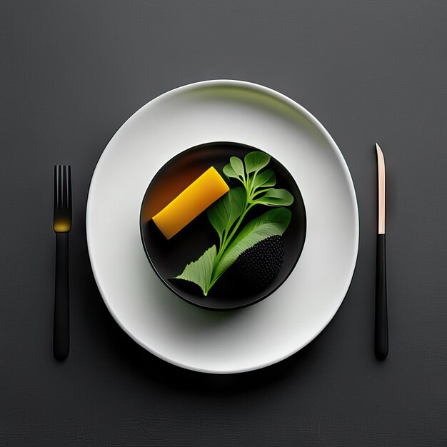 Photo minimalist plate of vegan food