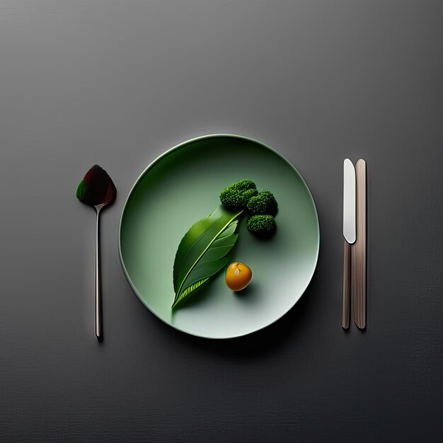 Photo minimalist plate of vegan food