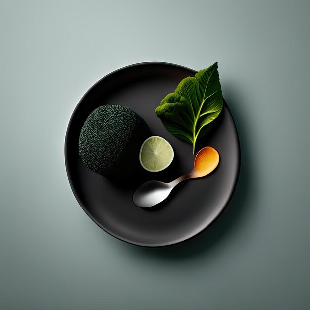 Photo minimalist plate of vegan food