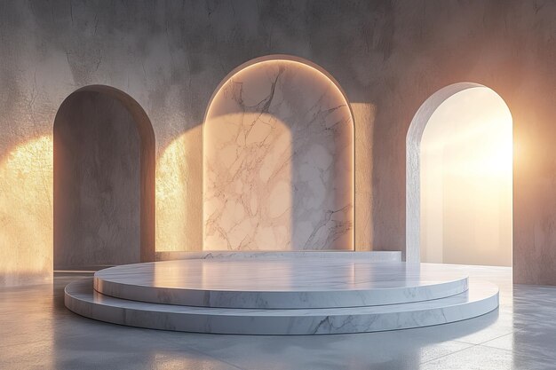 A minimalist podium inspired by the classic elegance of marble