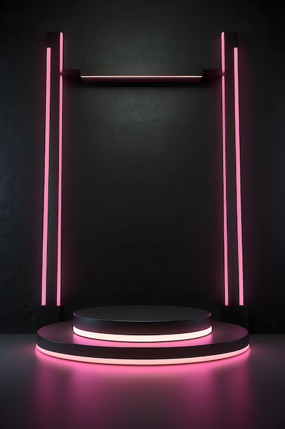 minimalist podium with neon lights