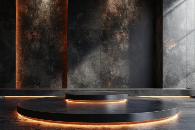 A minimalist podium with a sleek glossy texture