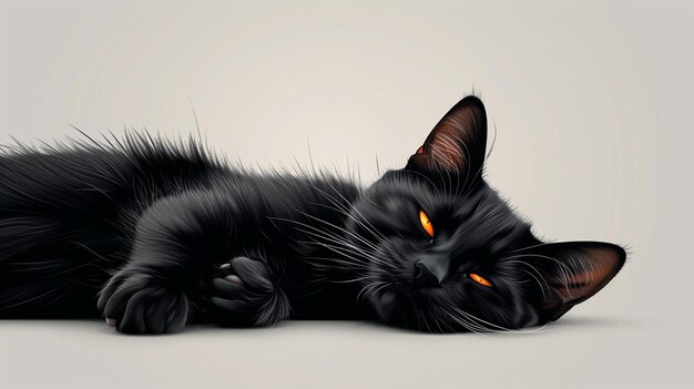 Minimalist Poster for International Laziness Day with Black Cat Illustration Ideal for Cards Posters and Wall Art