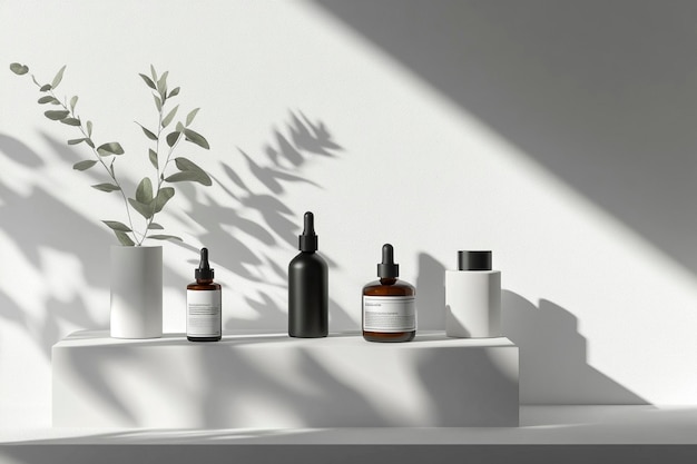 Photo minimalist product display with soft shadows and reflections clean skincare packaging designminimalist product display with soft shadows and reflections clean skincare packaging design