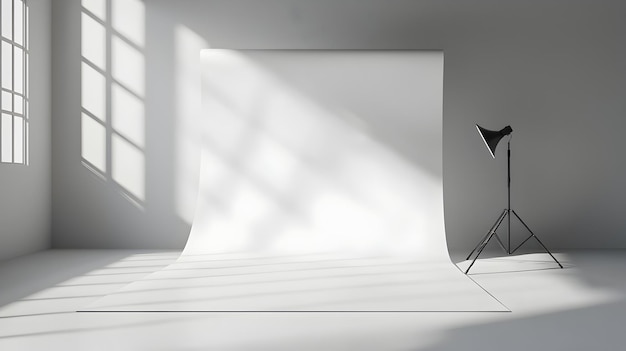 Photo minimalist professional product display setup with soft diffused window lighting