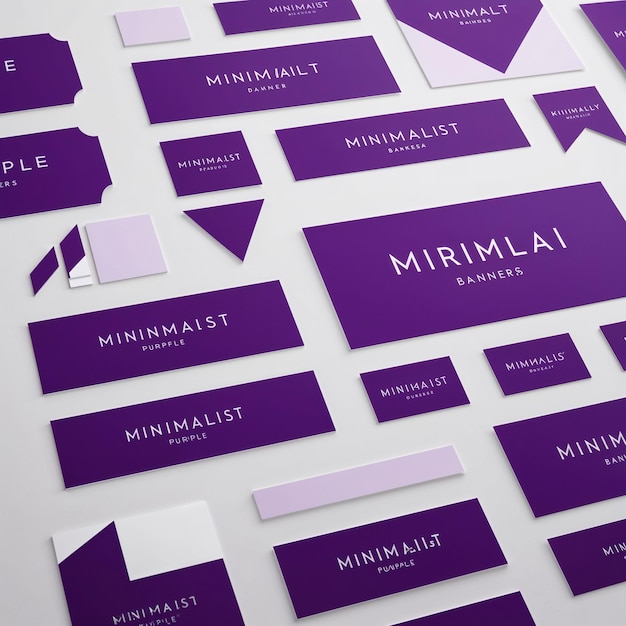 Minimalist Purple Banner Stickers Set Clean Vector Graphics for Branding amp Promotions