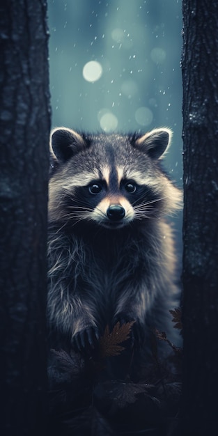 Minimalist Raccoon Background For Mobile Phone Lock Screen