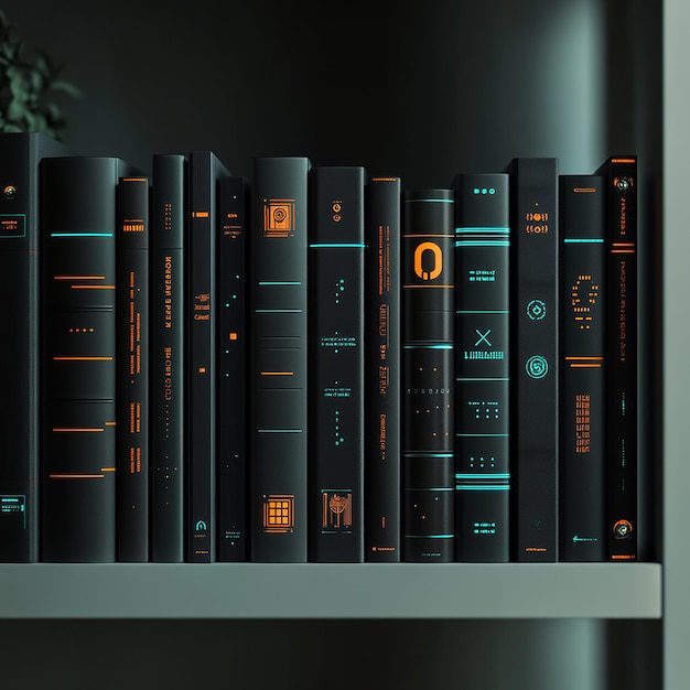 Minimalist Realistic Books on a Sleek Modern Shelf