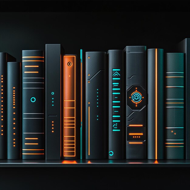 Minimalist Realistic Books on a Sleek Modern Shelf