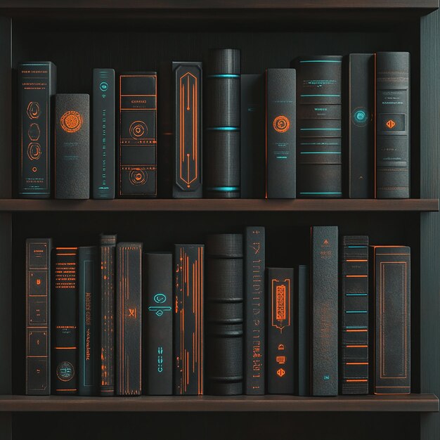 Minimalist Realistic Books on a Sleek Modern Shelf