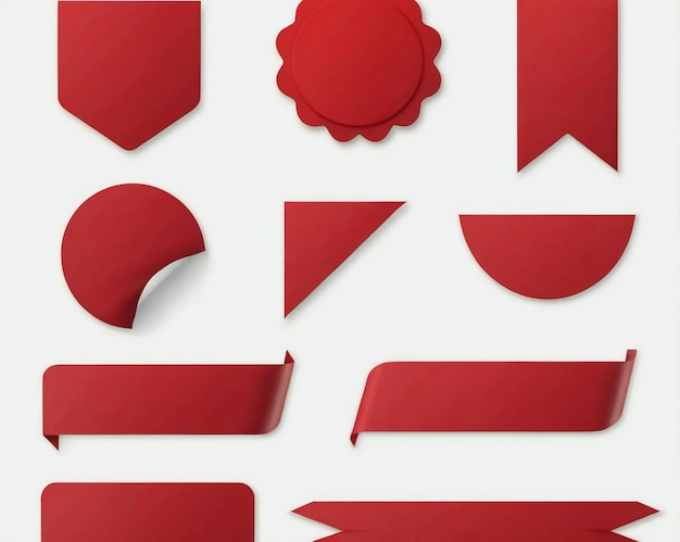 Minimalist Red Banner and Sticker Set Clean Vector Graphics for Branding and Promotion