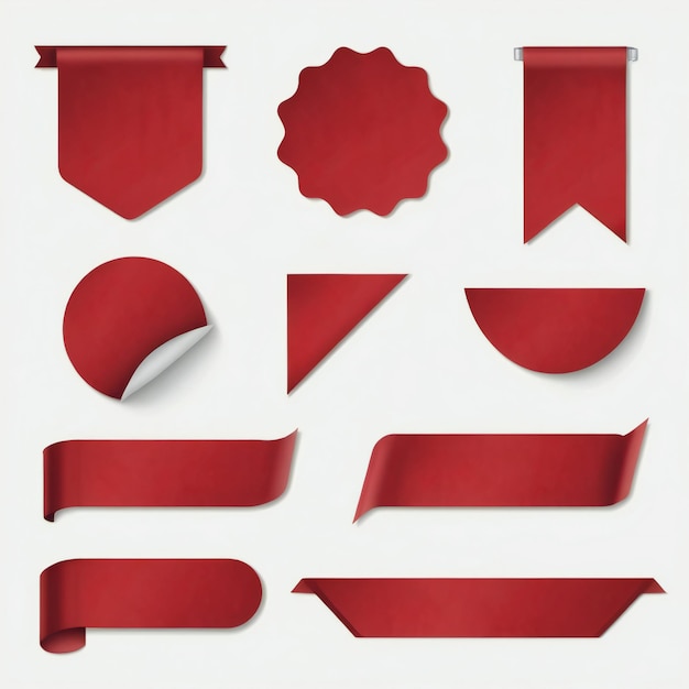 Minimalist Red Banner and Sticker Set Clean Vector Graphics for Branding and Promotion