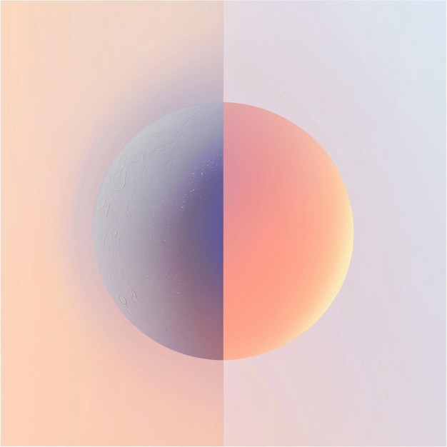 Photo minimalist rendering of celestial sphere with gradient sun and moon orbs