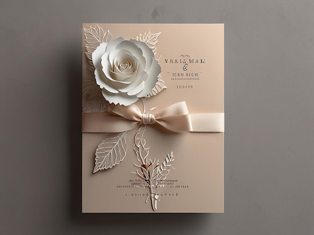 Photo minimalist rose flower wedding invitation card