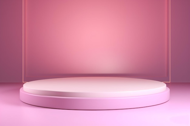 Minimalist rose geometric pedestal for product showcase Pink background Empty mock up template