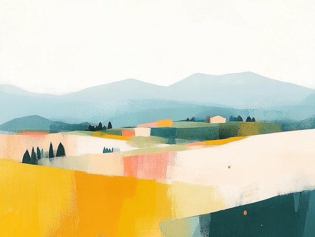 Photo a minimalist rural abstract painting with soft colors and an abstract and minimalist style