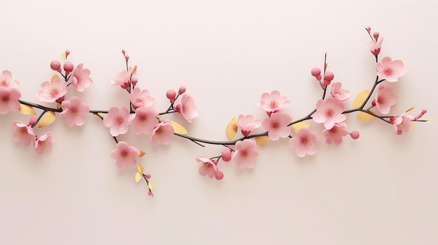 Minimalist sakura cherry blossom pink and gold greeting card Generative AI