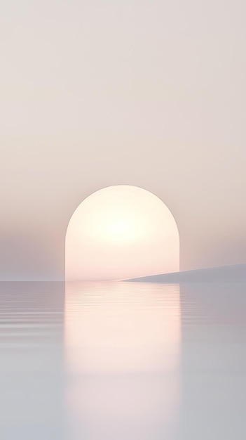 Photo a minimalist scene soft glow through an archway leading to a serene sunset