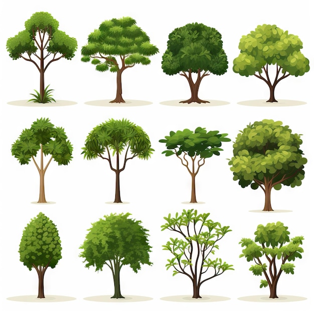 Minimalist Set of Rainforest Trees AI Generated