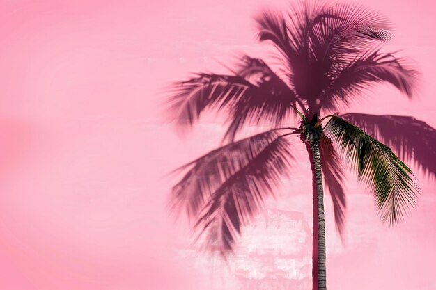 Photo minimalist shadow of palm tree on pink background pastel aesthetic