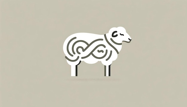 Minimalist sheep icon with abstract wool pattern