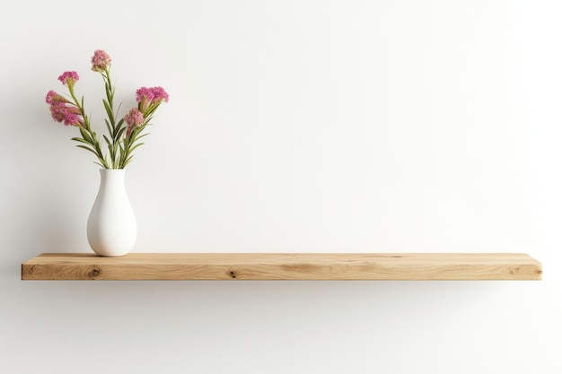 Photo minimalist shelf with pink flowers