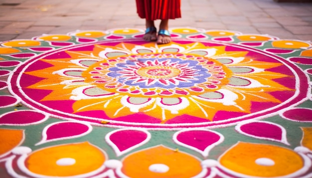 a minimalist shot of a Ram Navami rangoli using a Sony A6500 with a 30mm macro lens