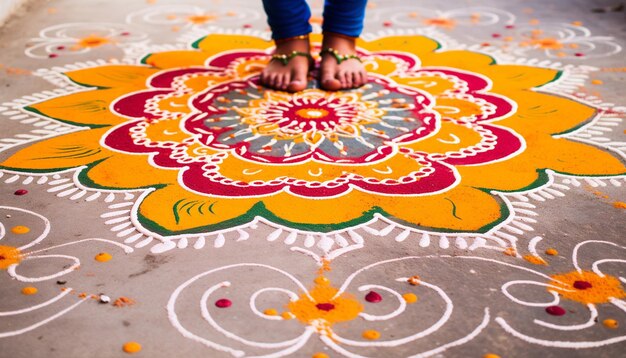 a minimalist shot of a Ram Navami rangoli using a Sony A6500 with a 30mm macro lens