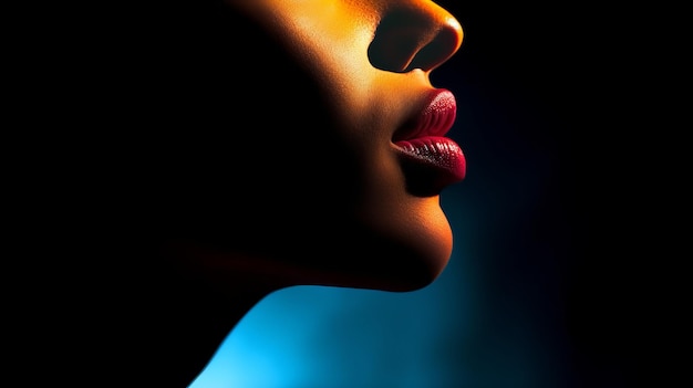 Minimalist silhouette of female lips Generative AI