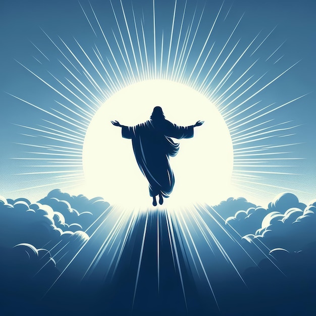 Minimalist silhouette illustration Ascension of jesus christ background