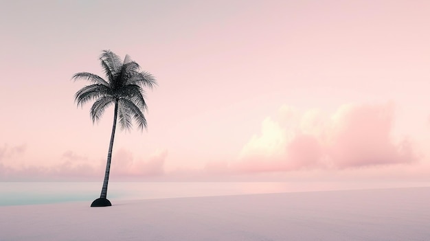 Minimalist Silhouette of a Single Palm Tree Photo