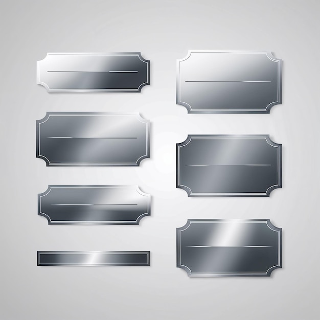 Minimalist Silver Banner Stickers Set Clean Vector Graphics for Branding amp Promotions