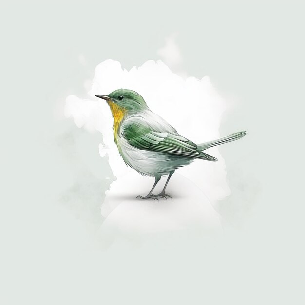 Minimalist Sketch Of Robin In Side View Before A Cloud With Thic