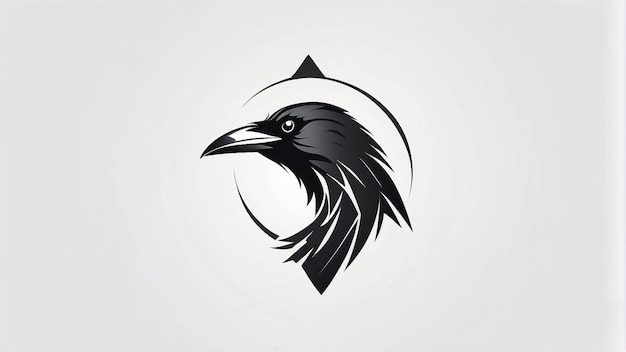 Photo minimalist sleek and simple raven crow illustration logo design idea