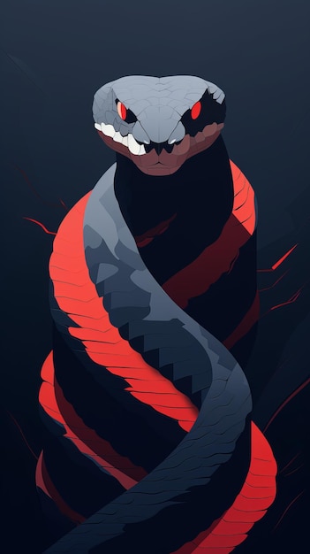 Minimalist Snake An Animestyle Design with Minimal Details