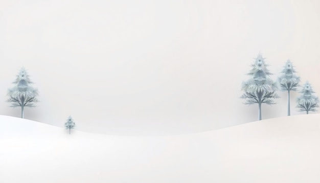 Photo minimalist snowy winter landscape with trees