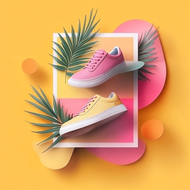 Photo minimalist social media post template with sneakers