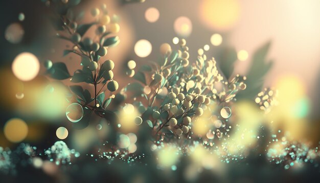 Minimalist Spring background with bokeh 3d rendering Generative AI